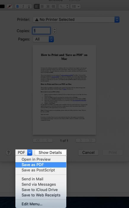 save pdf for a mac